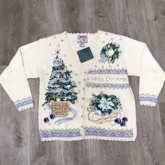 heirloom collectibles Sweaters - Heirloom Collectibles Vintage Deadstock Christmas Sweater Cardigan Tree Wreath